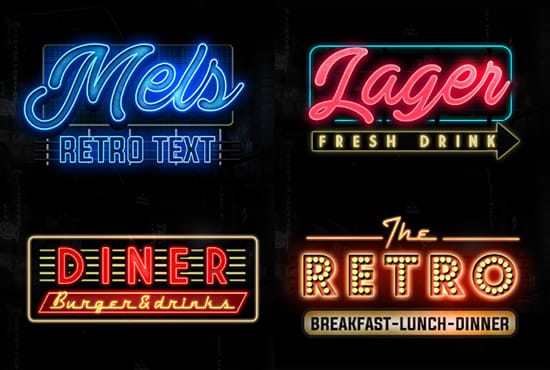 I will create retro vintage neon style logo sign design