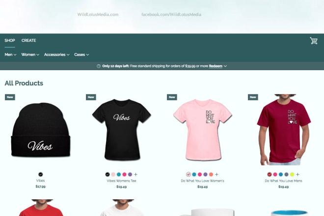 I will create you an online tshirt or merch store including custom product designs