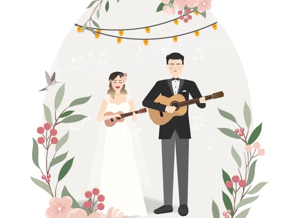 I will design a creative illustrated wedding invitation for you