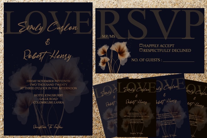 I will design a wedding card or invitation card for any event