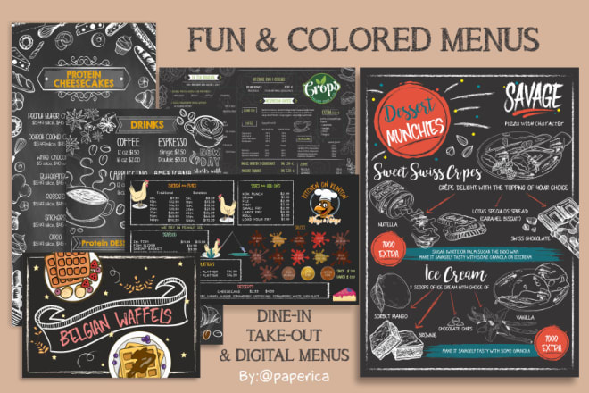 I will design amazing chalkboard menu for you