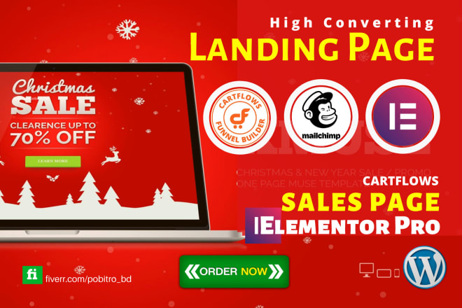 I will design elementor landing page, sales page with cartflows, squeeze page, lander