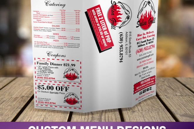 I will design eye catching menus, menu boards, or other graphics