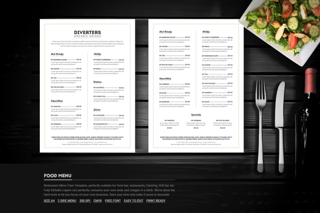 I will design food menu, restaurant menu