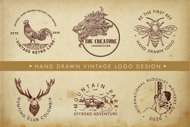 I will design hand drawn artistic custom vintage logo