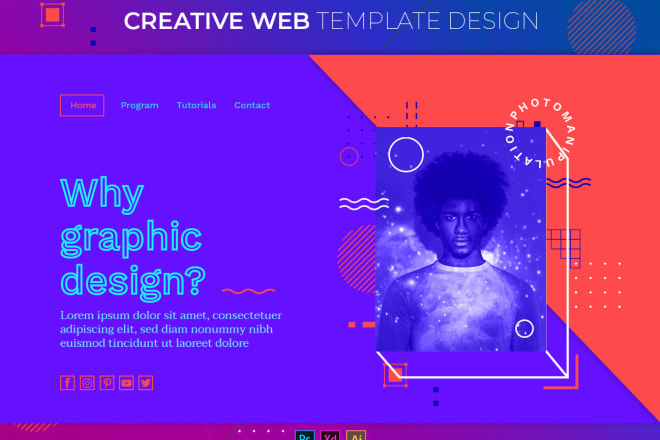 I will design photoshop web template or psd,xd ui ux design for website