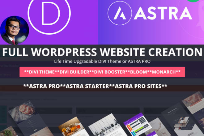 I will design premium wordpress website with divi theme or astra pro