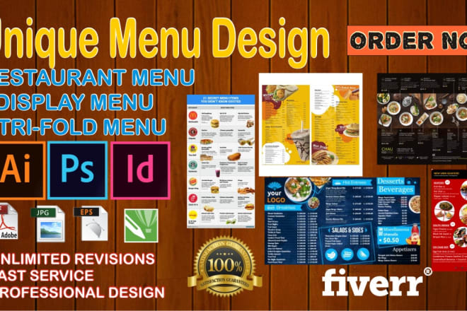 I will design professional restaurant menu