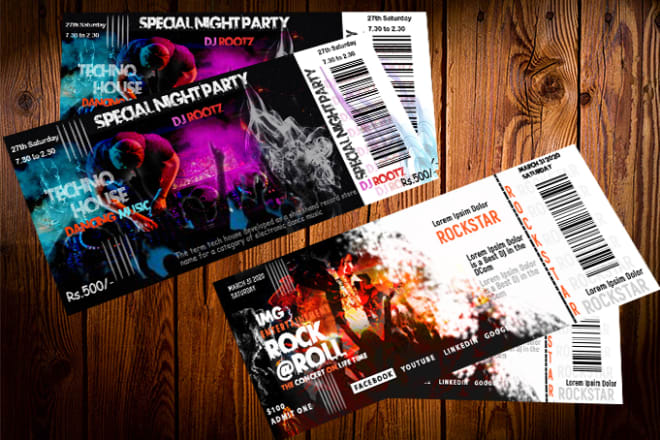 I will design stunning tickets invitation cards and creative flyers