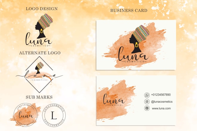 I will design watercolor,cosmetics logo with business card