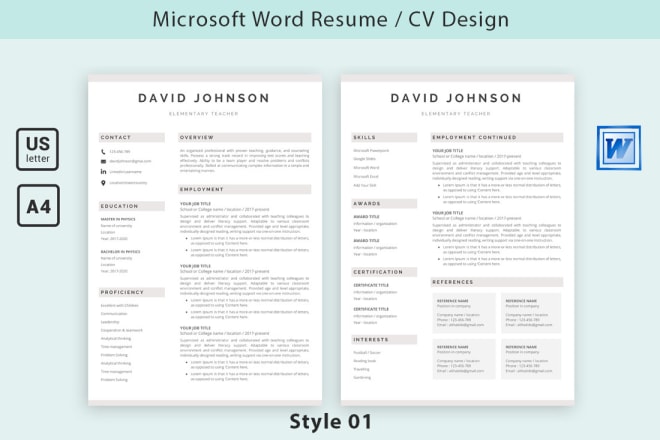I will design your resume or CV in microsoft word