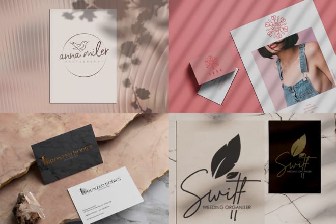 I will do 2 feminine minimalist logo design and complete branding kit