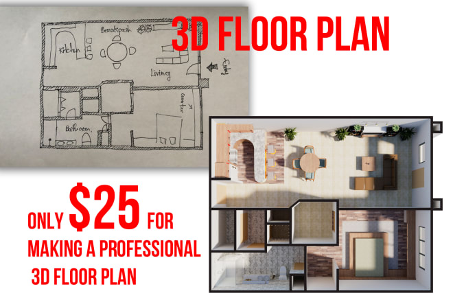 I will do 3d floorplan within 24h