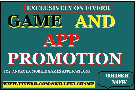 I will do app promotion, game promotion,IOS,mobile game,game trailer,android app,USA