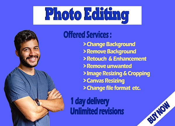 I will do basic photo editing for 5 dollars 1 day delivery