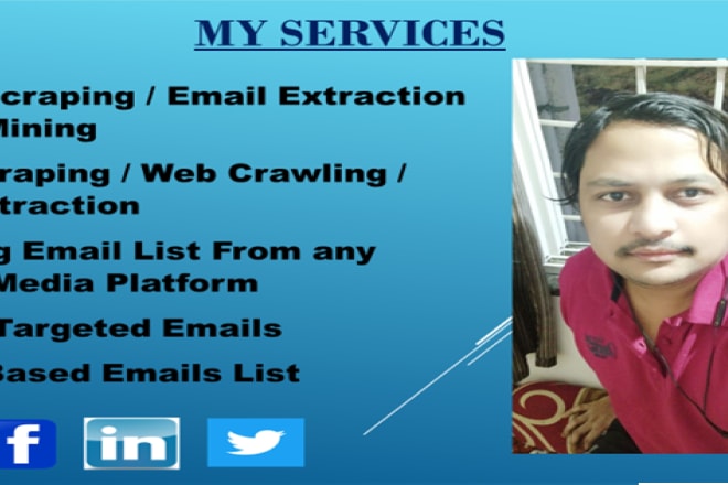 I will do email scraping, email extraction, data mining, web scraping, resume