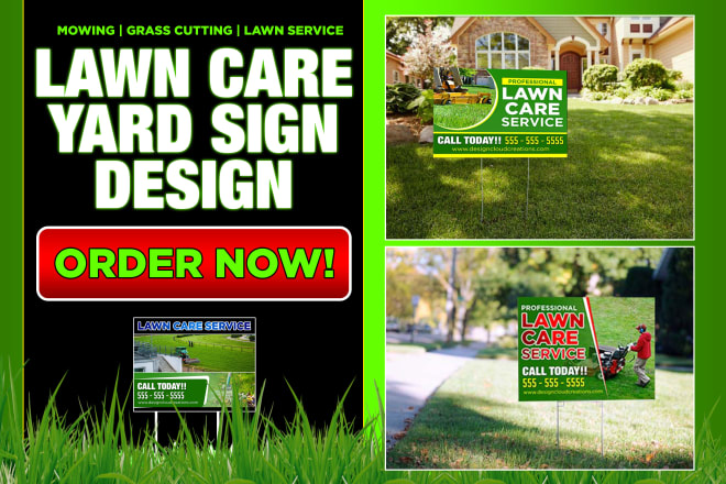 I will do lawn care yard sign design