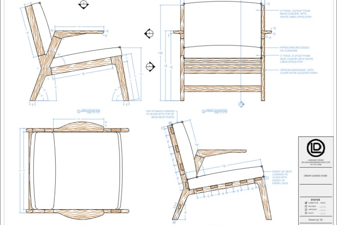 I will draft technical drawings for furniture manufacturing