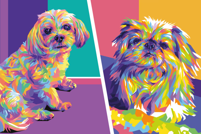 I will draw a pop art of dog cat pet and other animals portrait