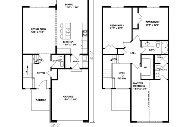 I will draw architectural floor plans, elevation and section