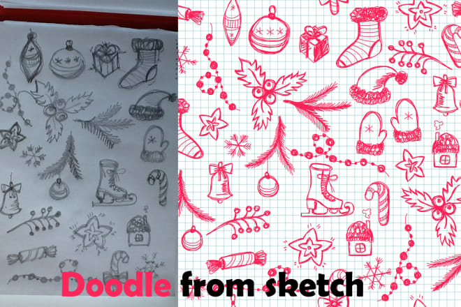 I will draw vector in doodle style and create a seamless pattern