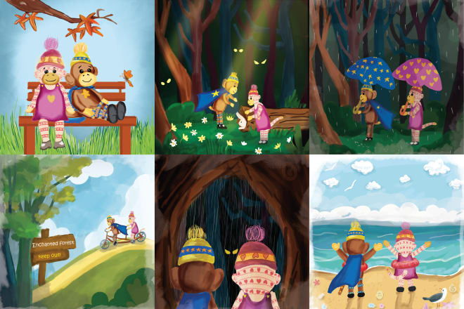 I will draw watercolor book illustration for your story books