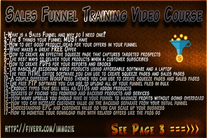 I will give 17 Quality sales funnel training videos