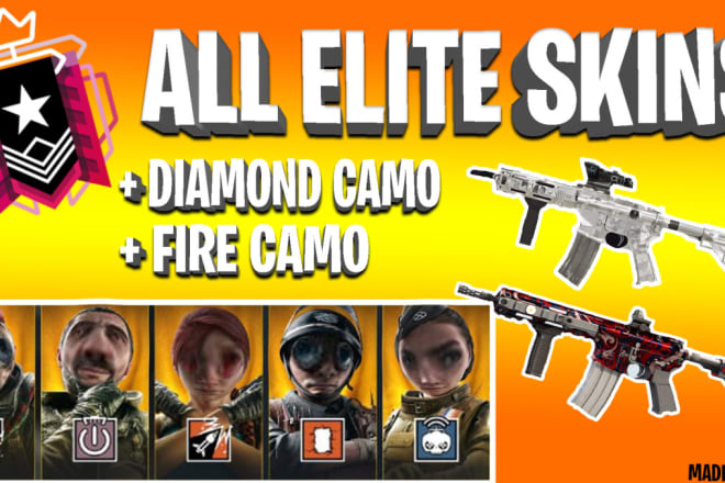 I will give you all elite skins, diamond camo, and beta skin in rainbow six siege PC