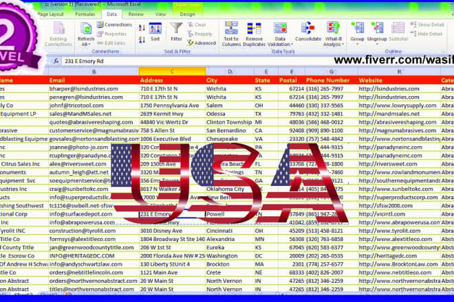 I will give you business leads, contacts from USA with emails