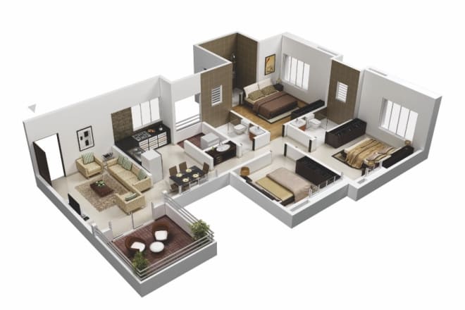 I will make 3d floor plan from your plan