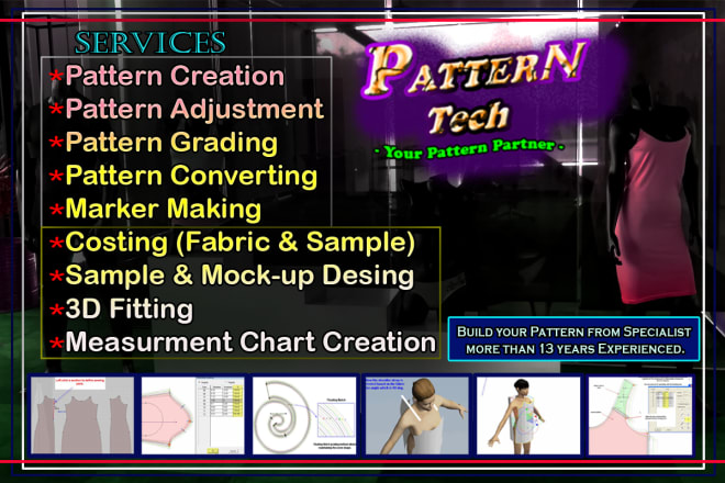 I will make sewing patterns for all the requirements