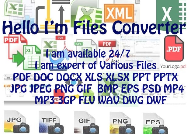 I will modify,edit,convert pdf,excel,docx,ppt,jpg,gif various files