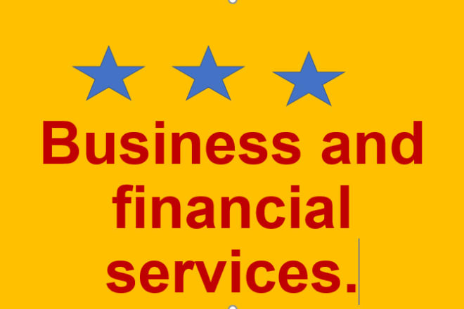 I will offer business services including financial consultancy