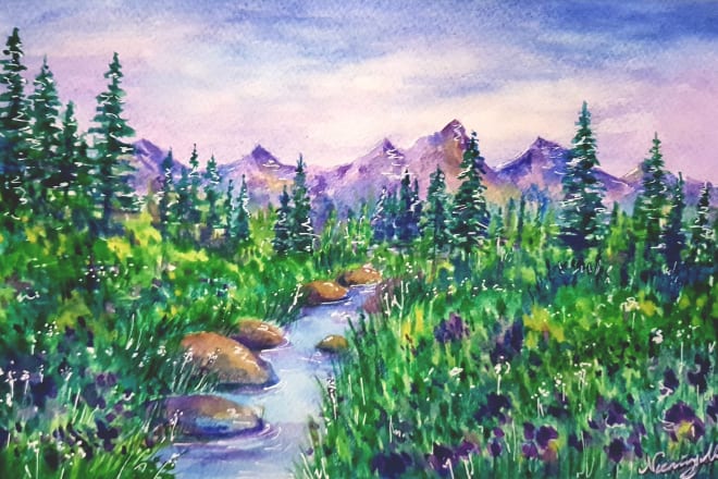 I will paint realistic colorful landscapes