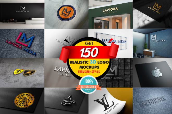 I will place your logo into 150 photorealistic 3d mockups