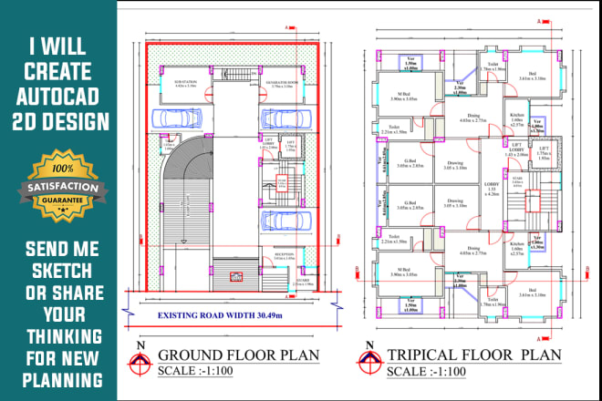 I will provide architectural detail drawing by autocad