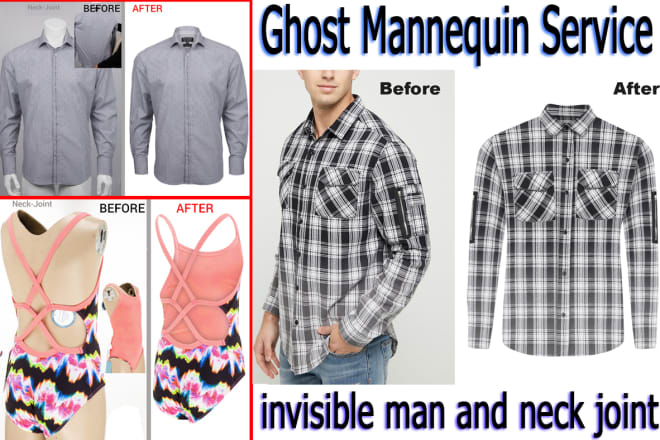 I will provide neck joint, ghost mannequin or invisible man service