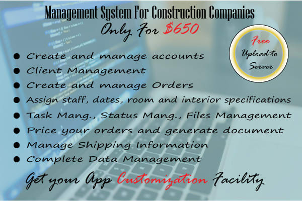 I will provide web based management system for kitchen construction