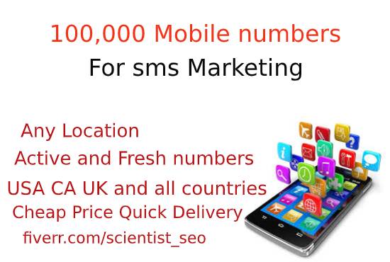 I will provide you 100k mobile numbers for sms marketing
