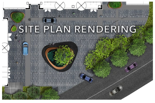 I will render realistic digital 2d landscape architectural site plan