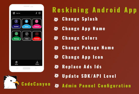 I will reskin or modify android app or codecanyon code