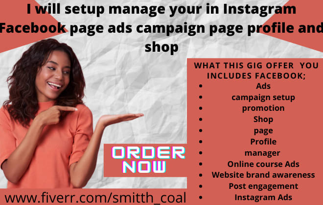 I will setup manage your instagram facebook page ads campaign page profile and shop