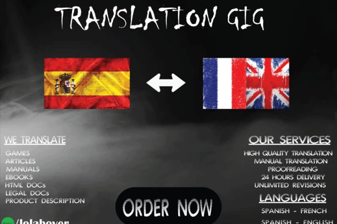 I will translate spanish to english or french