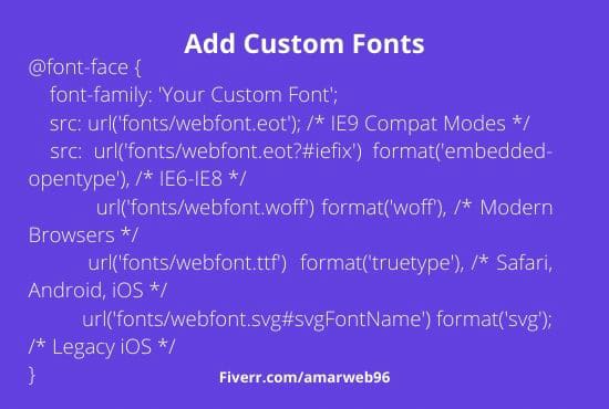 I will add custom fonts on your wordpress website