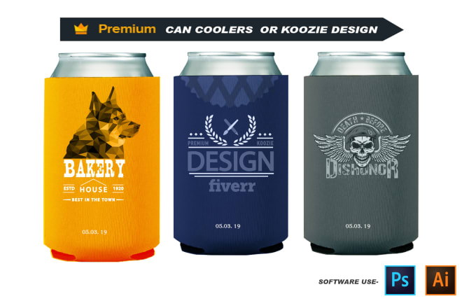 I will awesome can coolers or koozies design