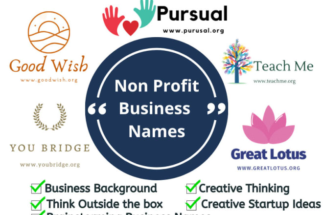 I will brainstorm 10 creative non profit, charity business name ideas