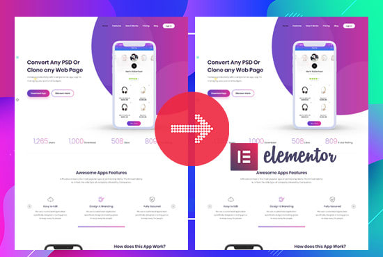I will convert any psd, clone any web page into elementor template