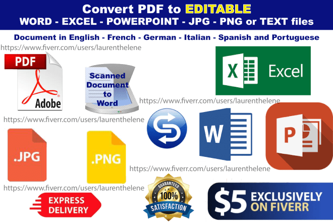 I will convert PDF to editable file for word, excel, powerpoint