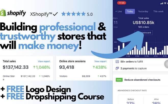 I will create a high converting shopify store that will make money