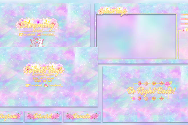 I will create cute twitch overlays,panels,and banners